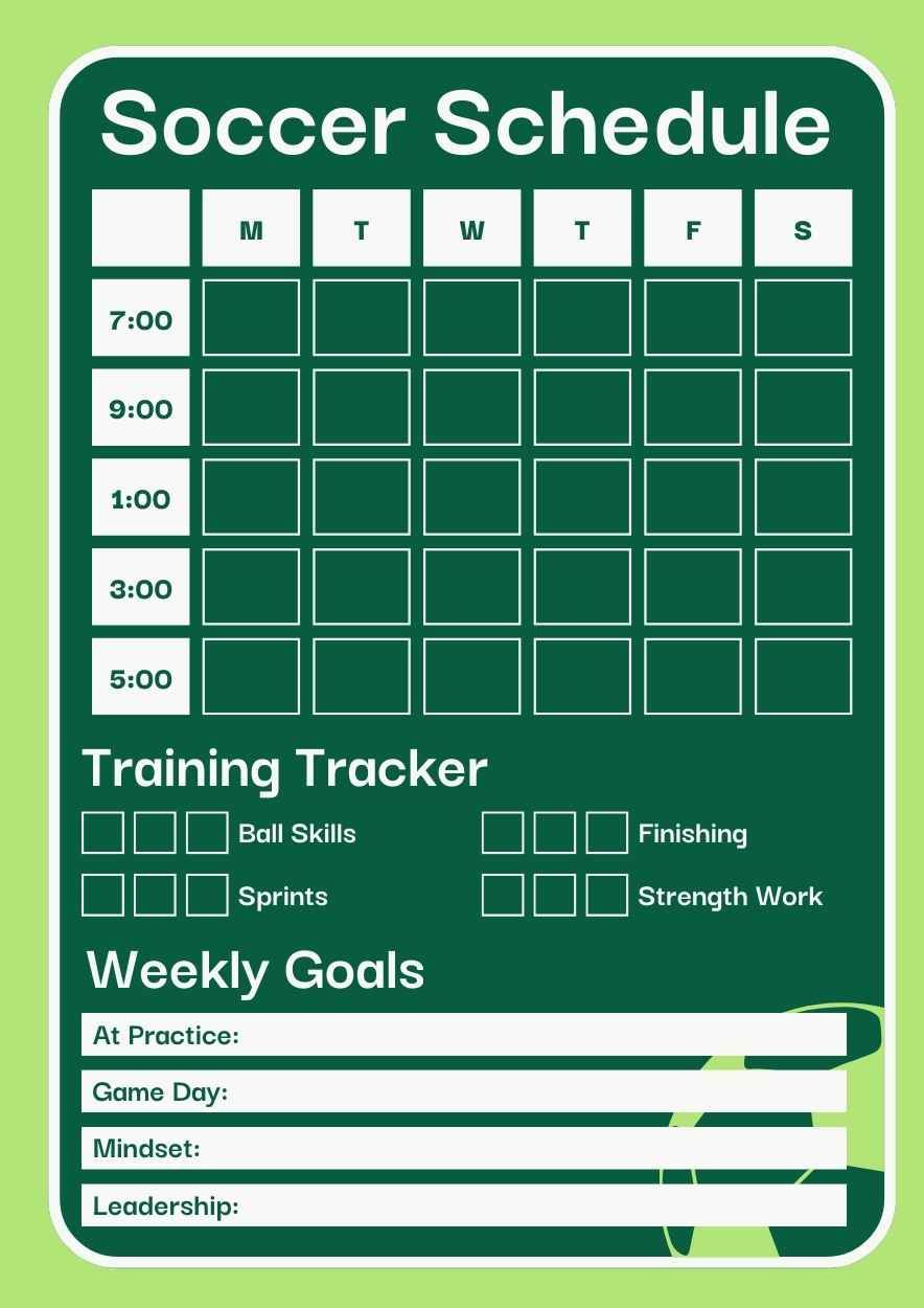 Cute Soccer Schedule Worksheet - slide 3