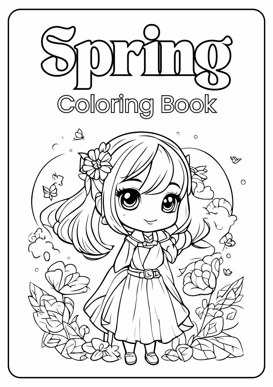 Cute Spring Coloring Worksheet - slide 1