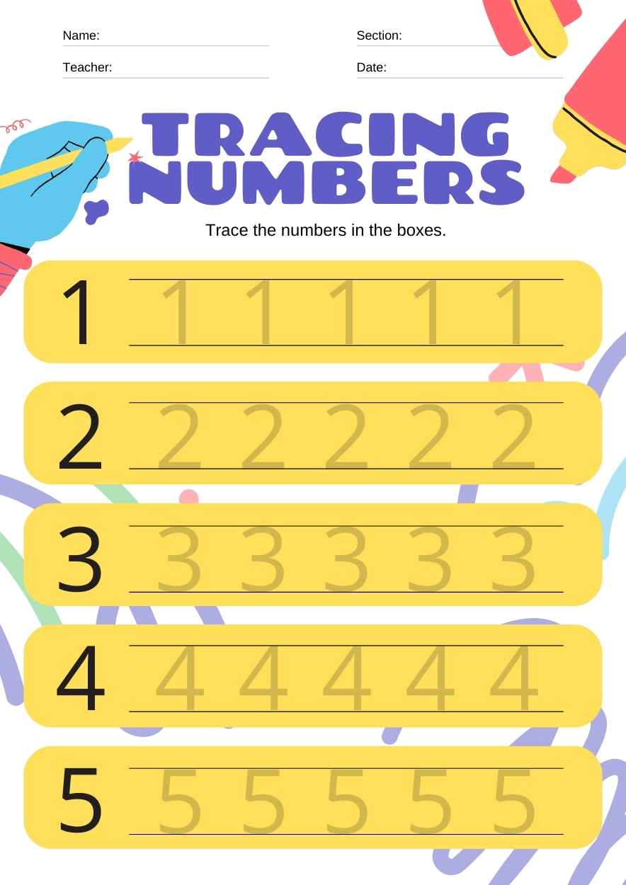 Cute Tracing Numbers Worksheet - slide 1