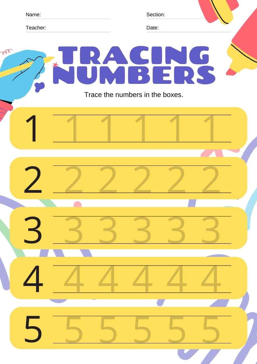 Cute Tracing Numbers Worksheet - diapositiva 1