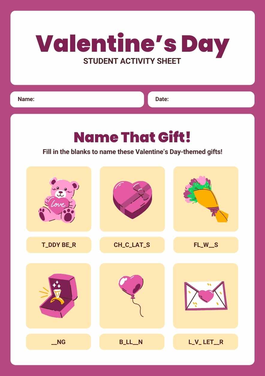 Cute Valentine’s Day Printable Activities for Students - slide 1