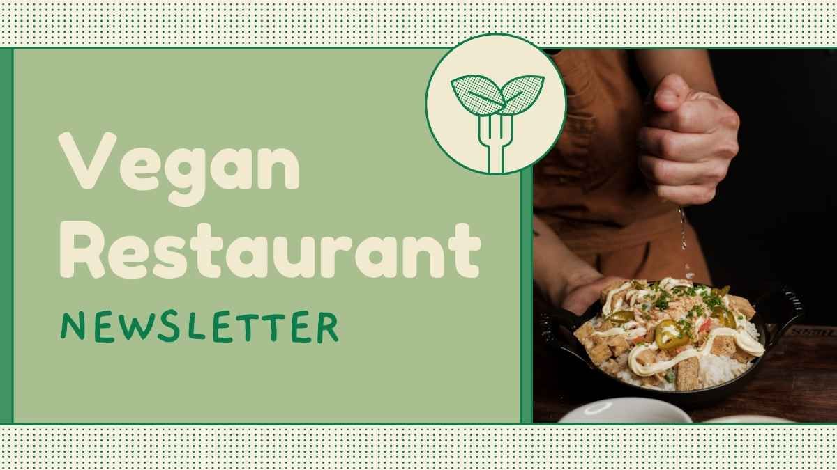 Cute Vegan Restaurant Newsletter Slides - diapositiva 1