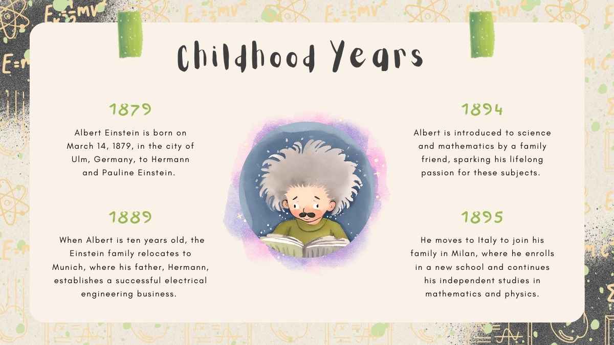 Cute Watercolor Albert Einstein Biography Slides - slide 2