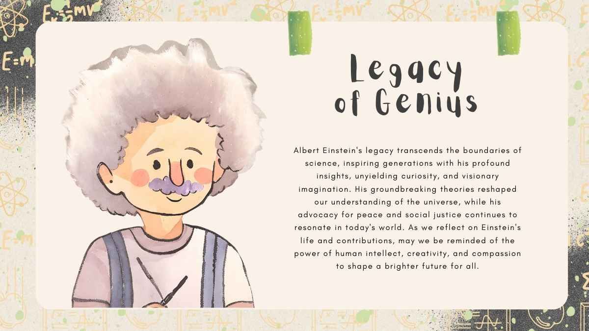 Cute Watercolor Albert Einstein Biography Slides - slide 14