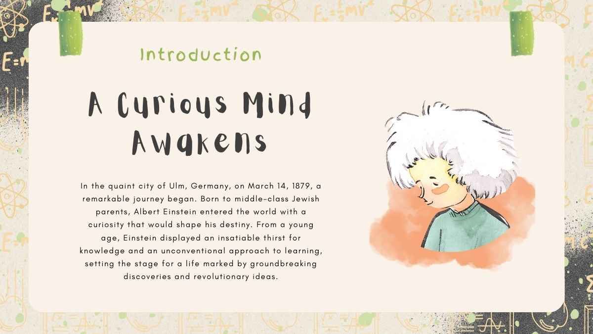 Cute Watercolor Albert Einstein Biography Slides - slide 3