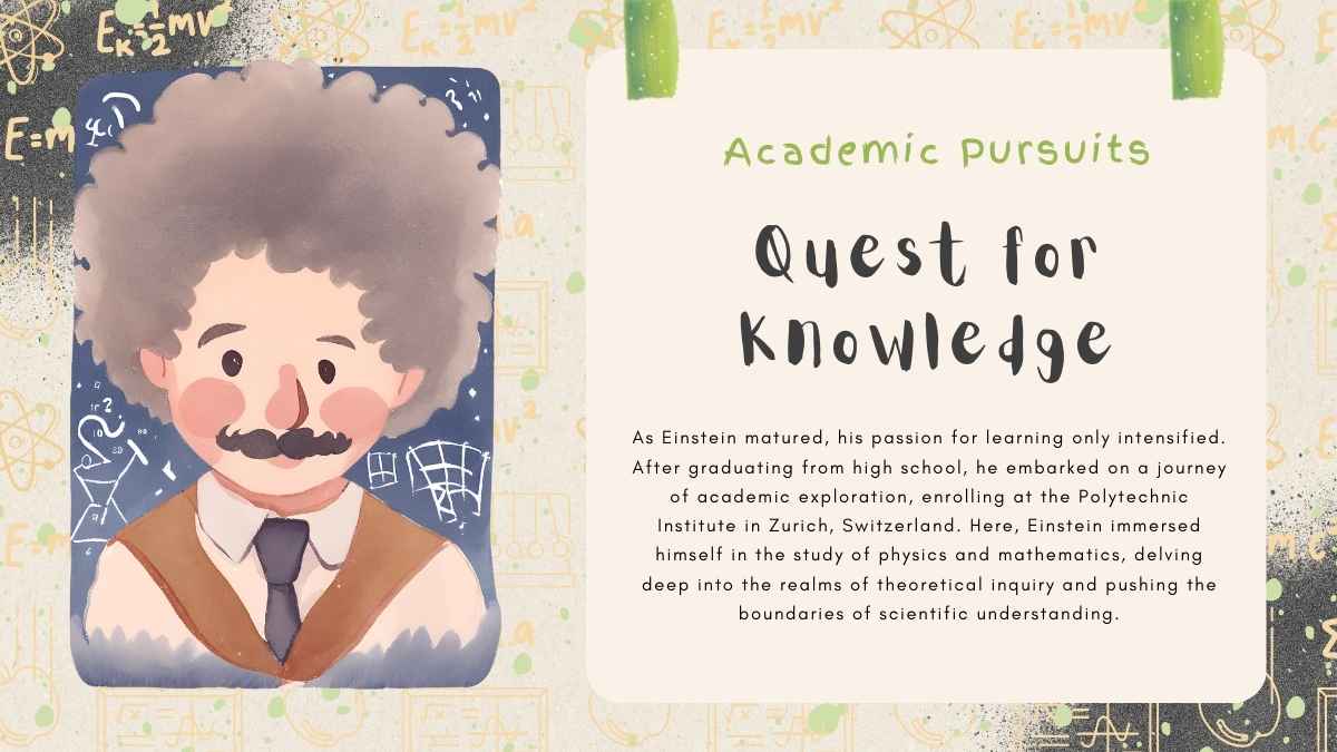 Cute Watercolor Albert Einstein Biography Slides - slide 4