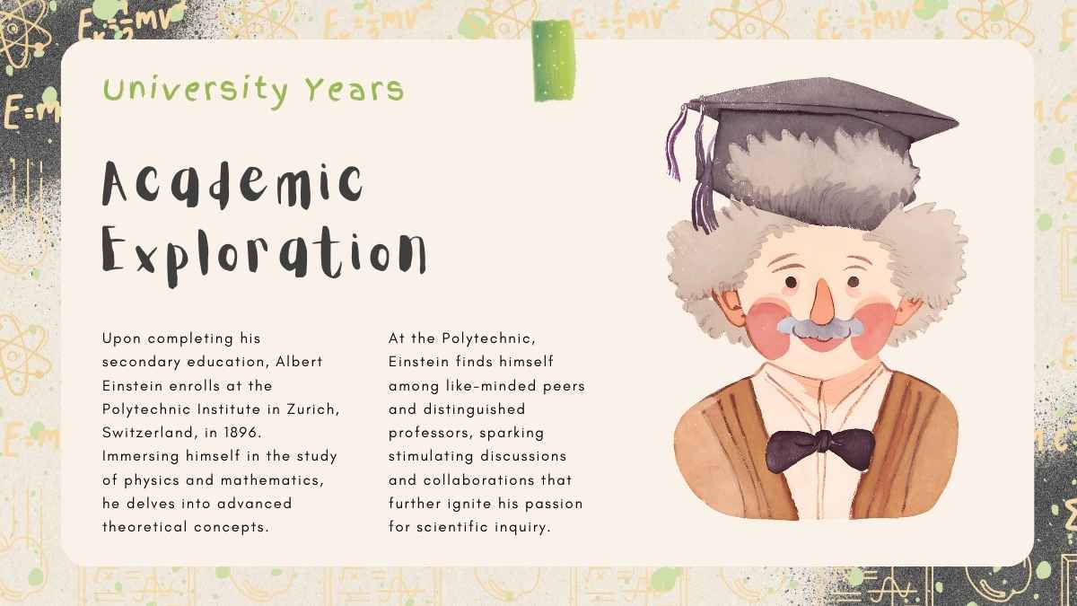 Cute Watercolor Albert Einstein Biography Slides - slide 6