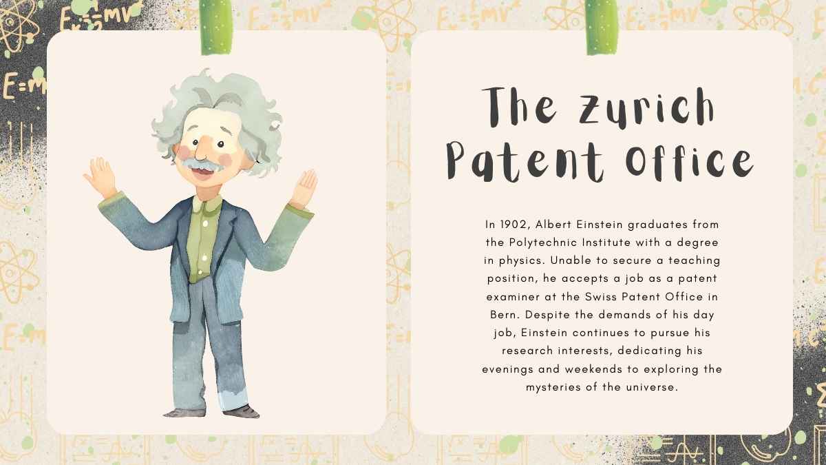 Cute Watercolor Albert Einstein Biography Slides - slide 8