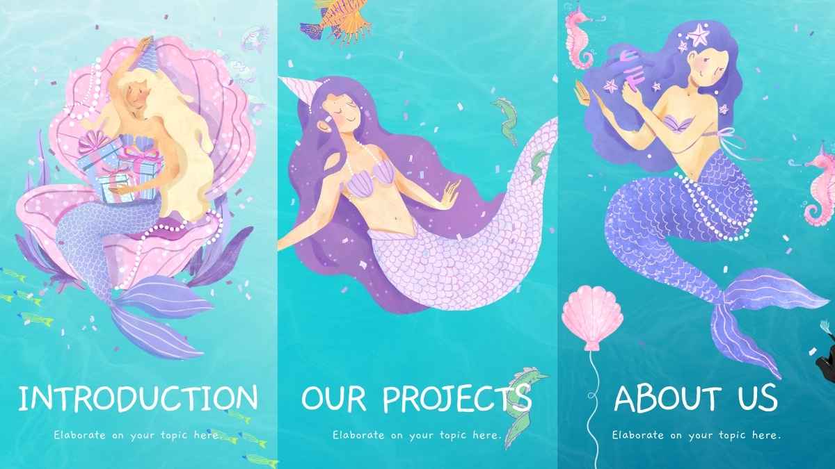 Cute Watercolor Mermaid Minitheme Slides - slide 2