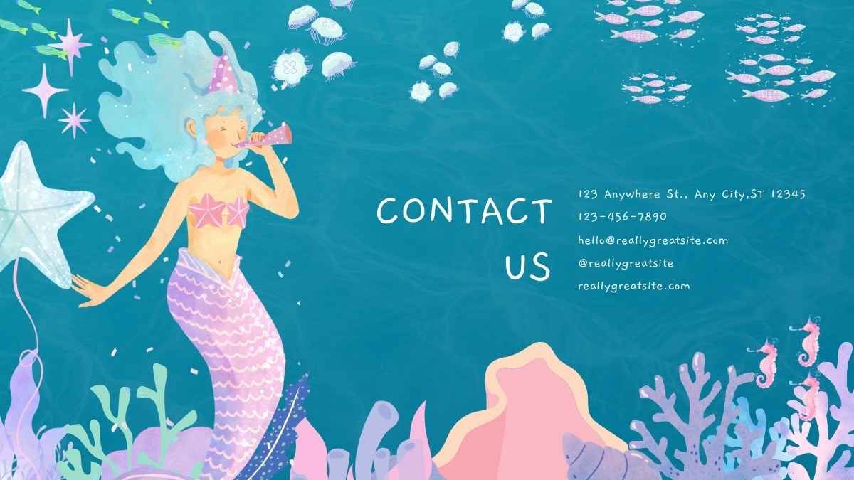 Cute Watercolor Mermaid Minitheme Slides - diapositiva 15