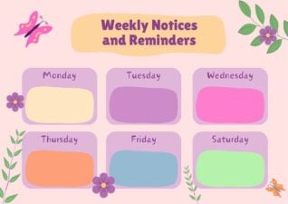 Cute Weekly Notices and Reminders Poster Slides