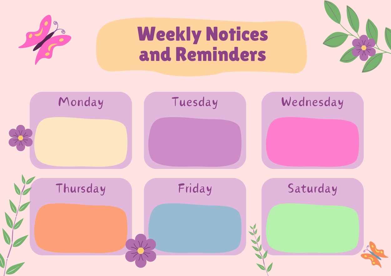 Cute Weekly Notices and Reminders Poster Slides - slide 1