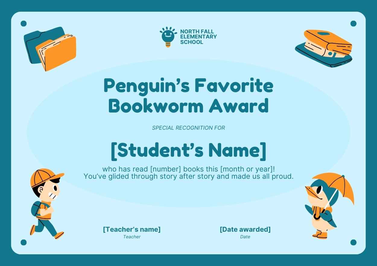 Cute Winter Penguin Awards Certificate - slide 2