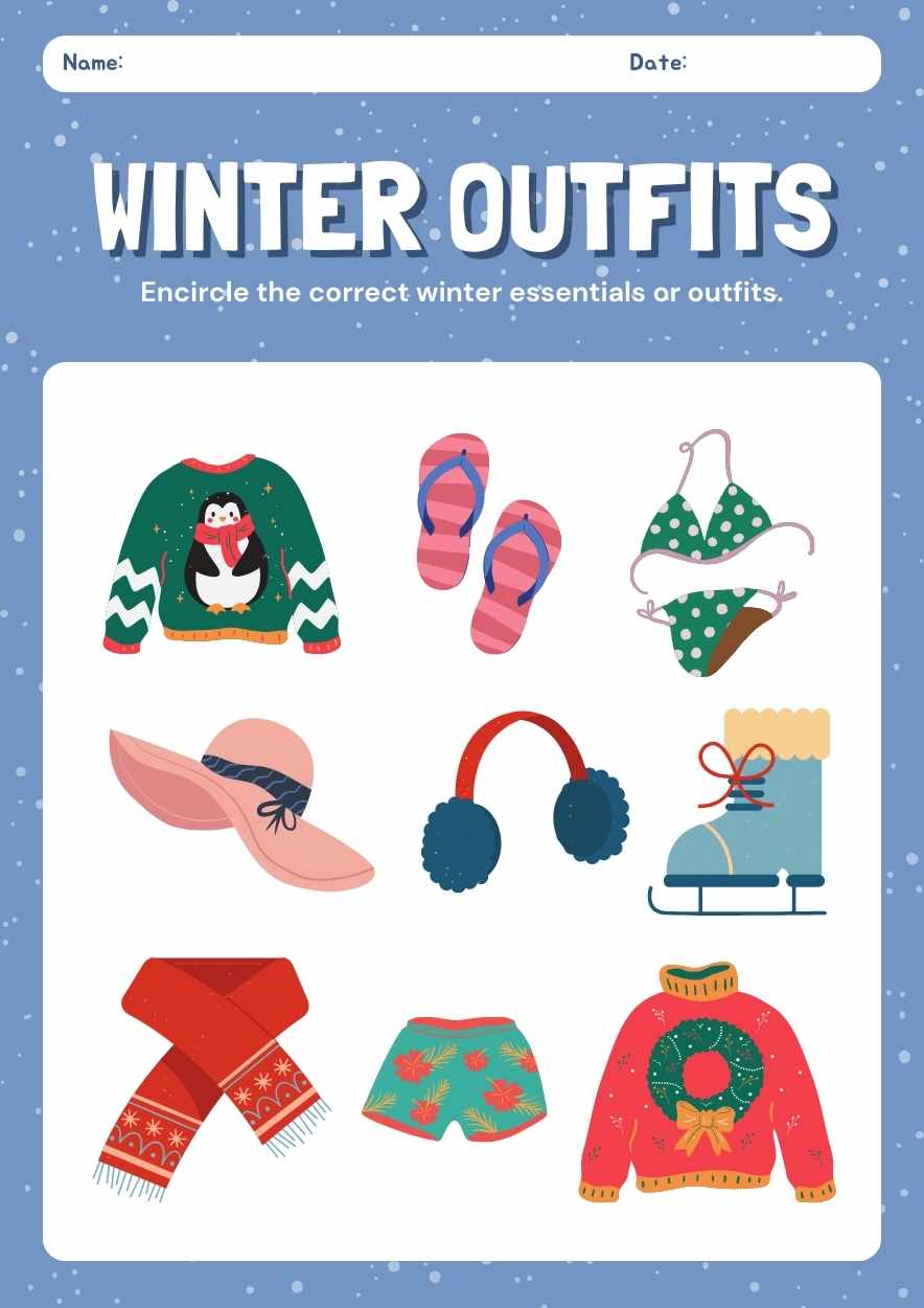 Cute Winter Snowflake Worksheets - slide 1