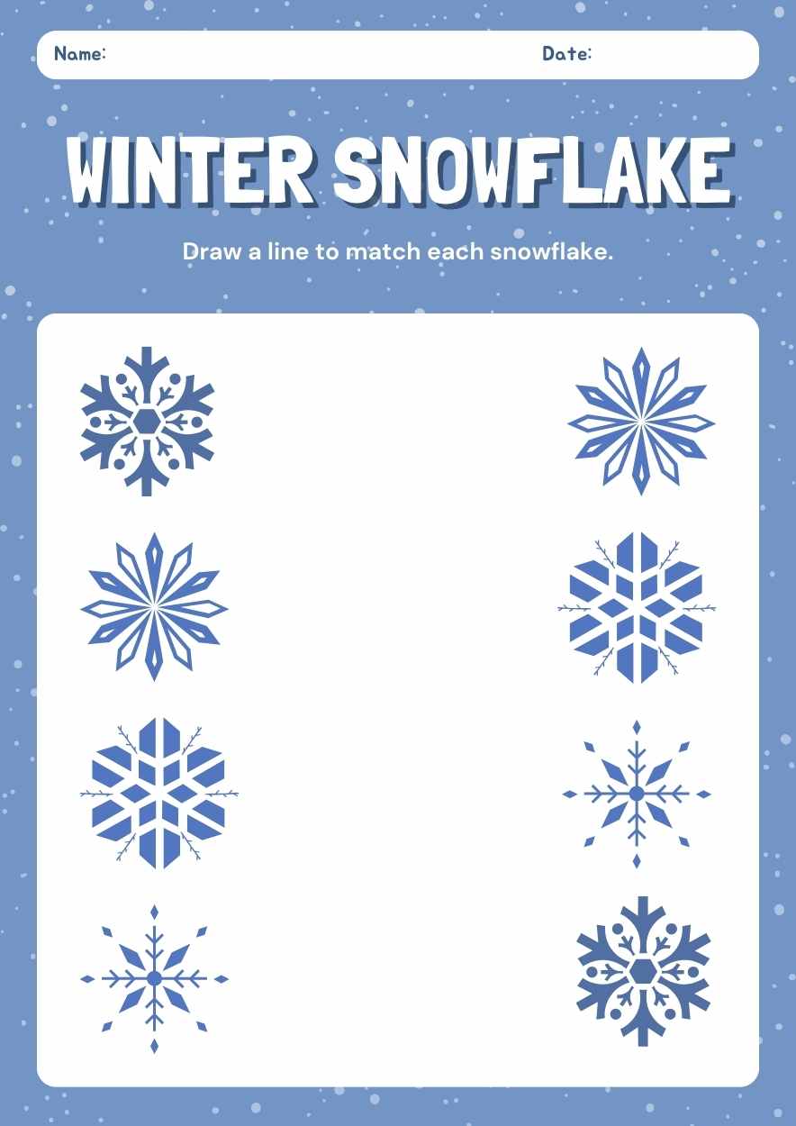 Cute Winter Snowflake Worksheets - slide 2