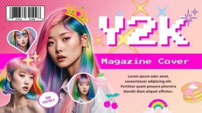 Cute Y2K Magazine Cover Background