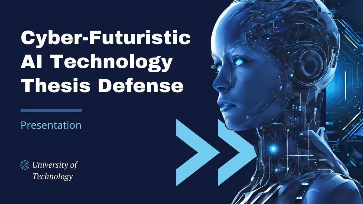 Plantillas de Defensa de Tesis sobre Tecnología de IA Ciber-Futurista - diapositiva 1