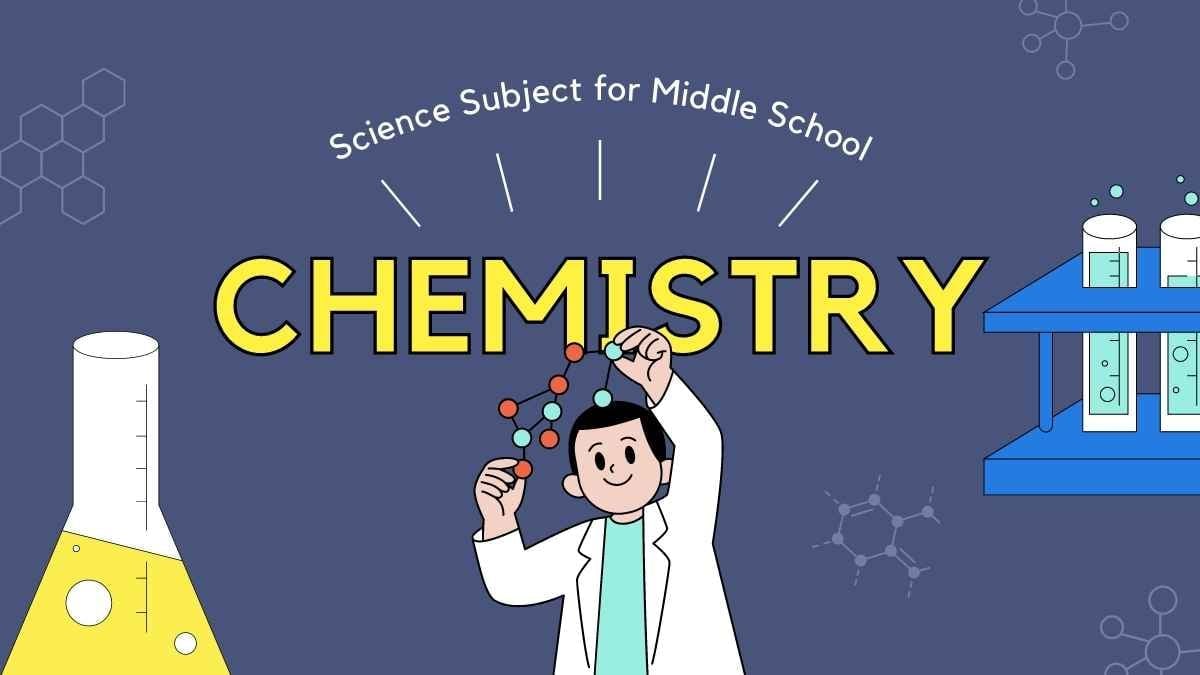 Plantillas Ilustrativas de Ciencia en Azul Oscuro y Neón para Educación en Química de Escuela Secundaria. - diapositiva 1