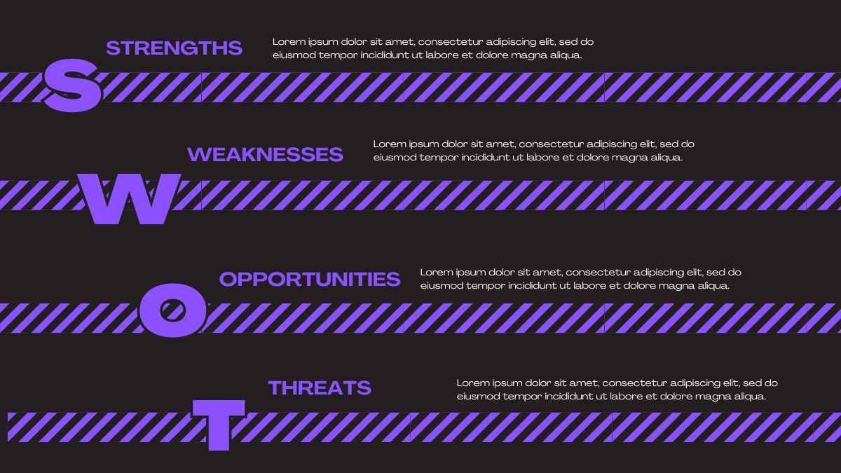 Dark Diagonal SWOT Analysis - slide 2