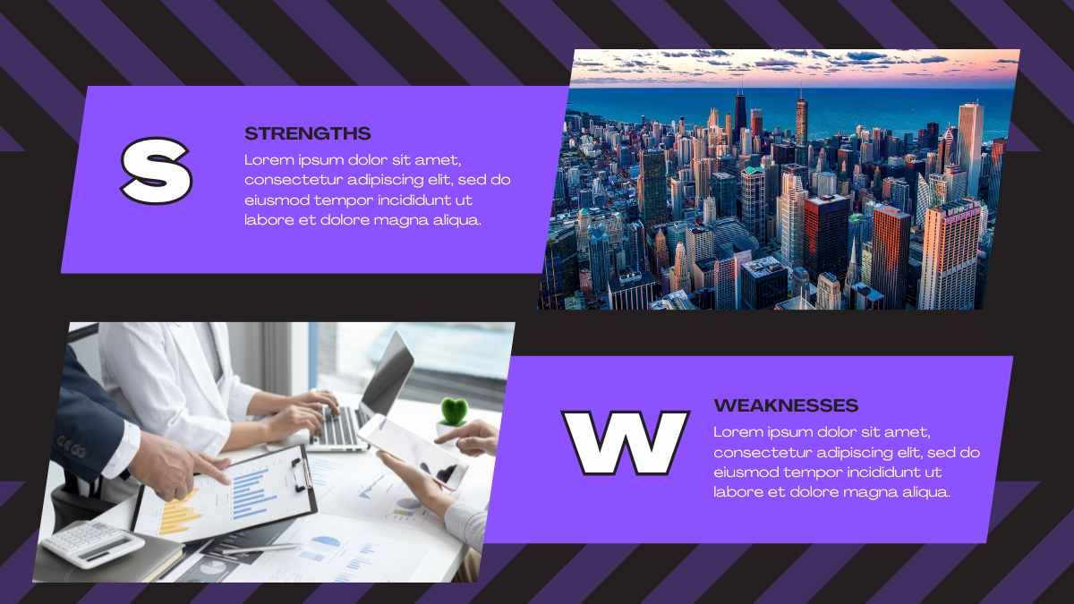 Dark Diagonal SWOT Analysis - diapositiva 5