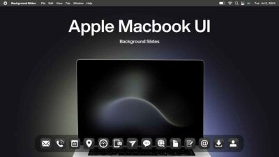 Slides Carnival Google Slides and PowerPoint Template Dark Modern Apple Macbook UI Background Slides 1