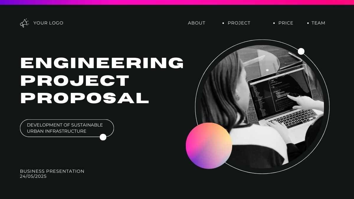 ダークでモダンなエンジニアリングプロジェクト提案スライド ✨ - slide 1