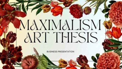 Slides Carnival Google Slides and PowerPoint Template Dark Red and Light Blue Illustrated Vintage Elegant Flora Maximalism Art Thesis Presentation 1 1