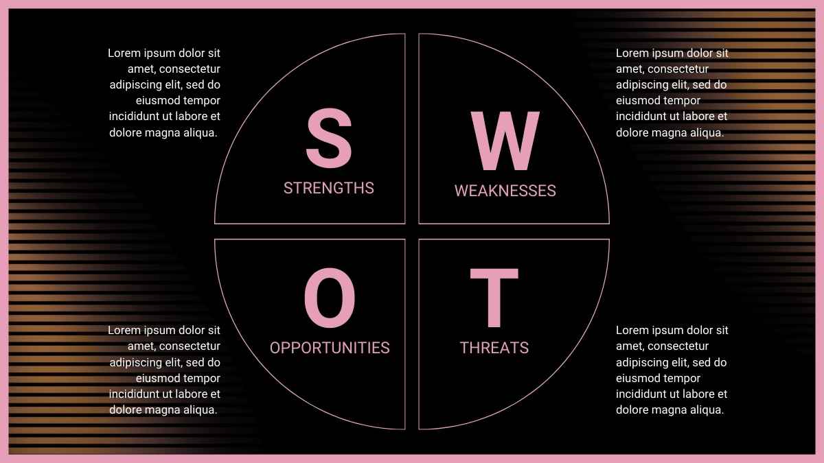 Dark SWOT Analysis Circular Diagram - slide 3