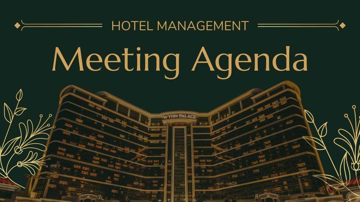 Slides da Agenda da Reunião de Gestão de Hotel de Luxo - deslizar 1