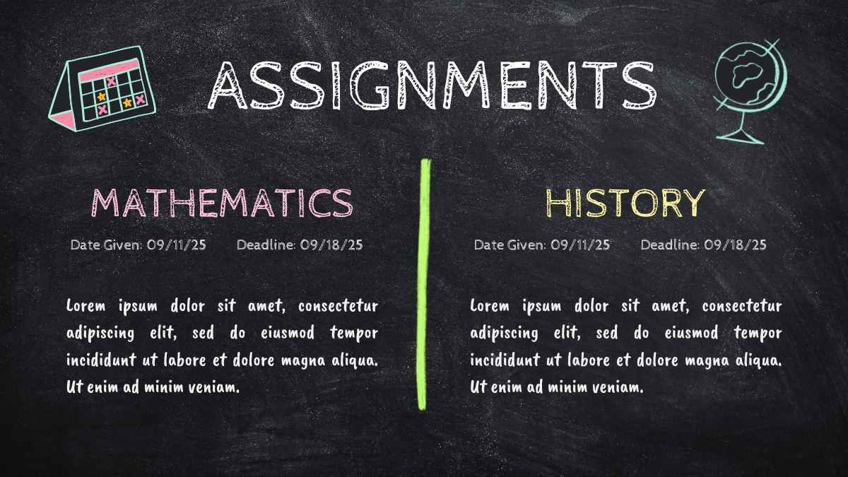 Doodle Chalkboard School Assignments - slide 4