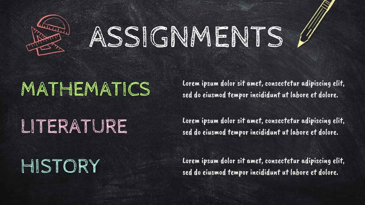 Doodle Chalkboard School Assignments - slide 5