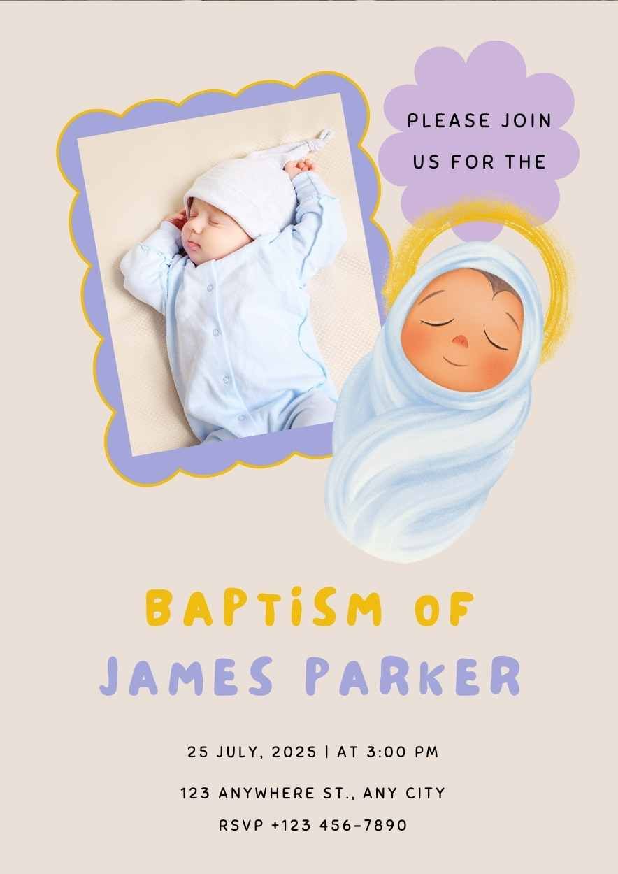 Elegant Baby Baptism Invitation - diapositiva 10