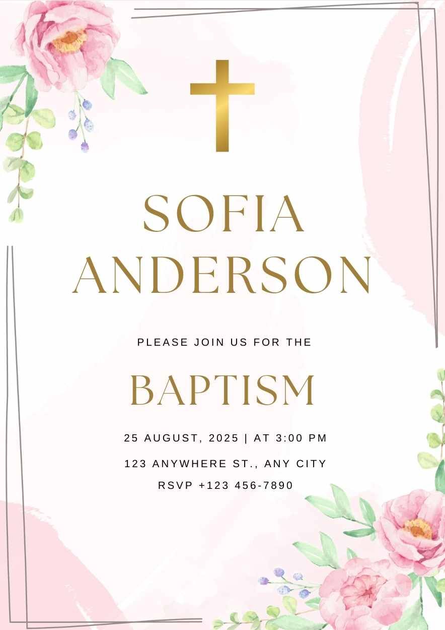 Elegant Baby Baptism Invitation - diapositiva 14