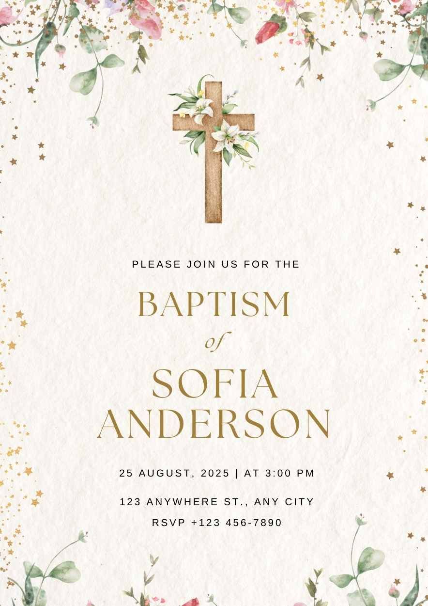 Elegant Baby Baptism Invitation - slide 2