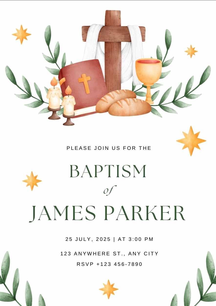 Elegant Baby Baptism Invitation - diapositiva 5