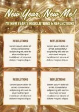 Elegant Gold My New Years Resolutions and Reflections Worksheet