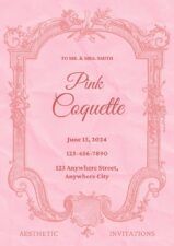 Elegant Pink Coquette Aesthetic Invitations