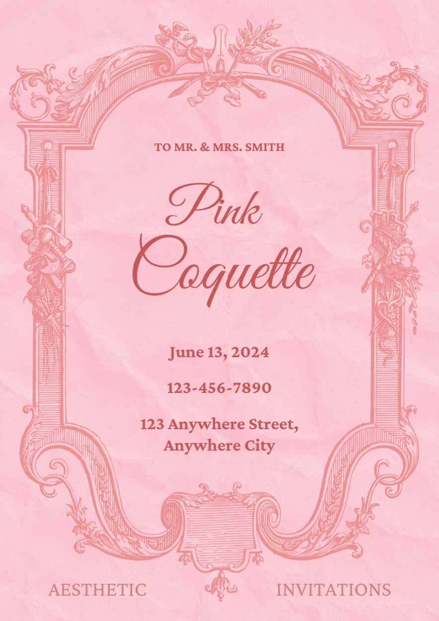 Elegant Pink Coquette Aesthetic Invitations - slide 1