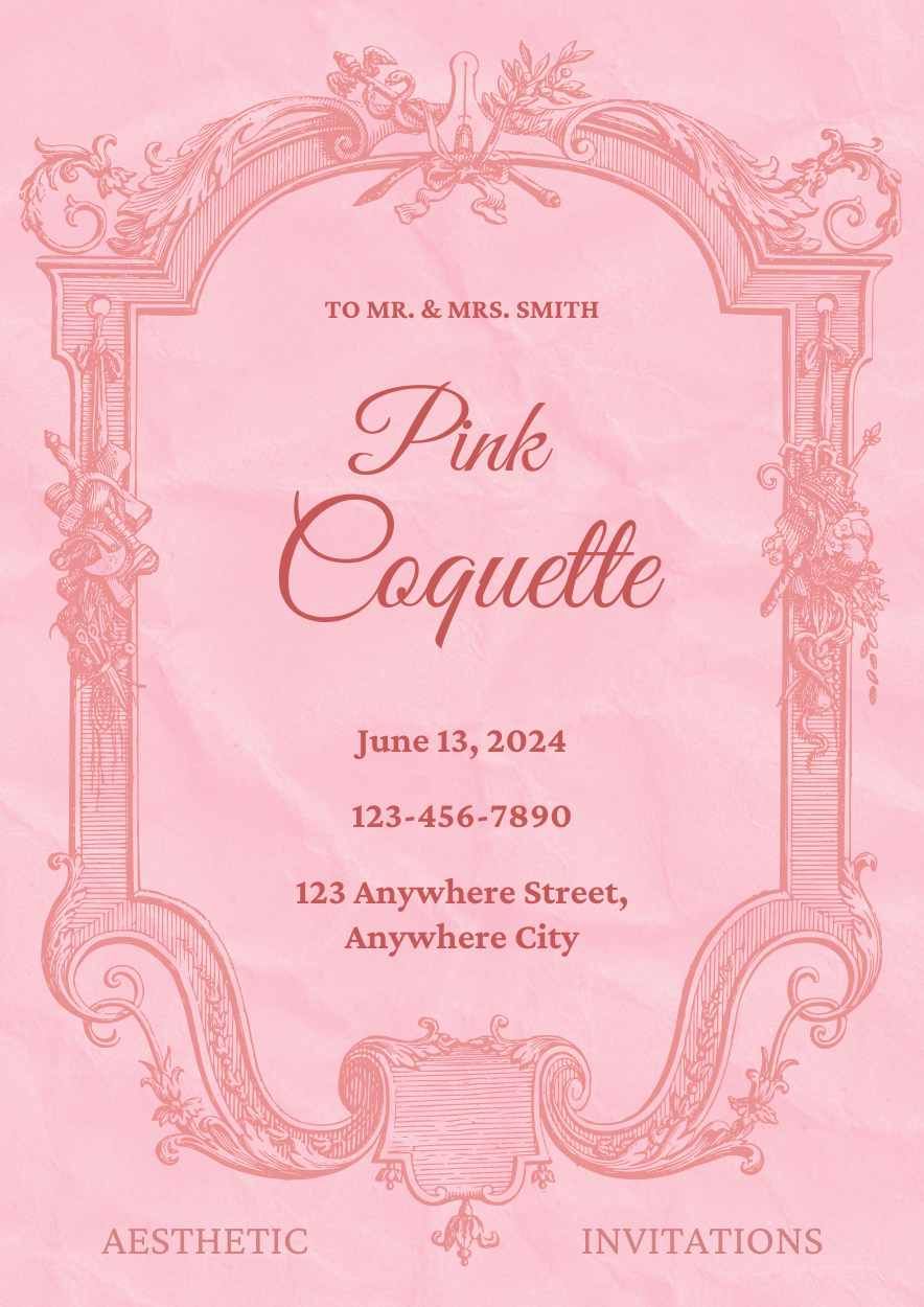 Elegant Pink Coquette Aesthetic Invitations - slide 2