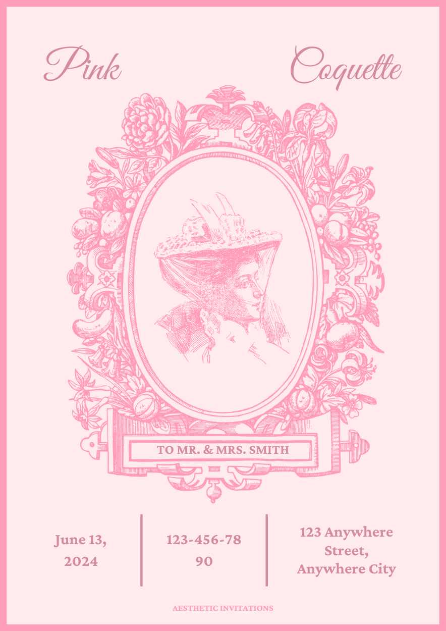 Elegant Pink Coquette Aesthetic Invitations - slide 2