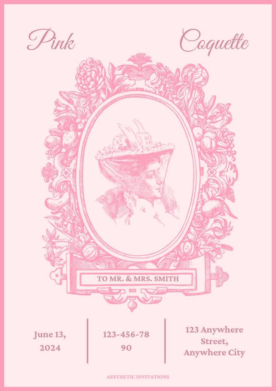 Elegant Pink Coquette Aesthetic Invitations - diapositiva 3