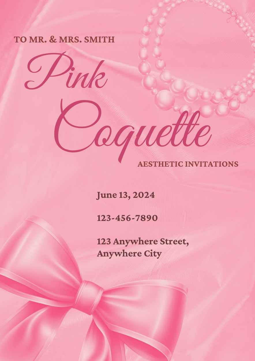 Elegant Pink Coquette Aesthetic Invitations - slide 3