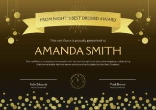 Elegant Prom Night Awards Certificate