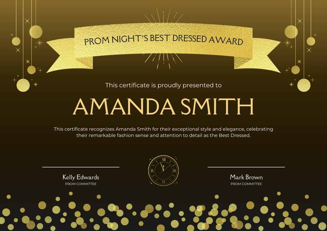 Elegant Prom Night Awards Certificate - slide 1