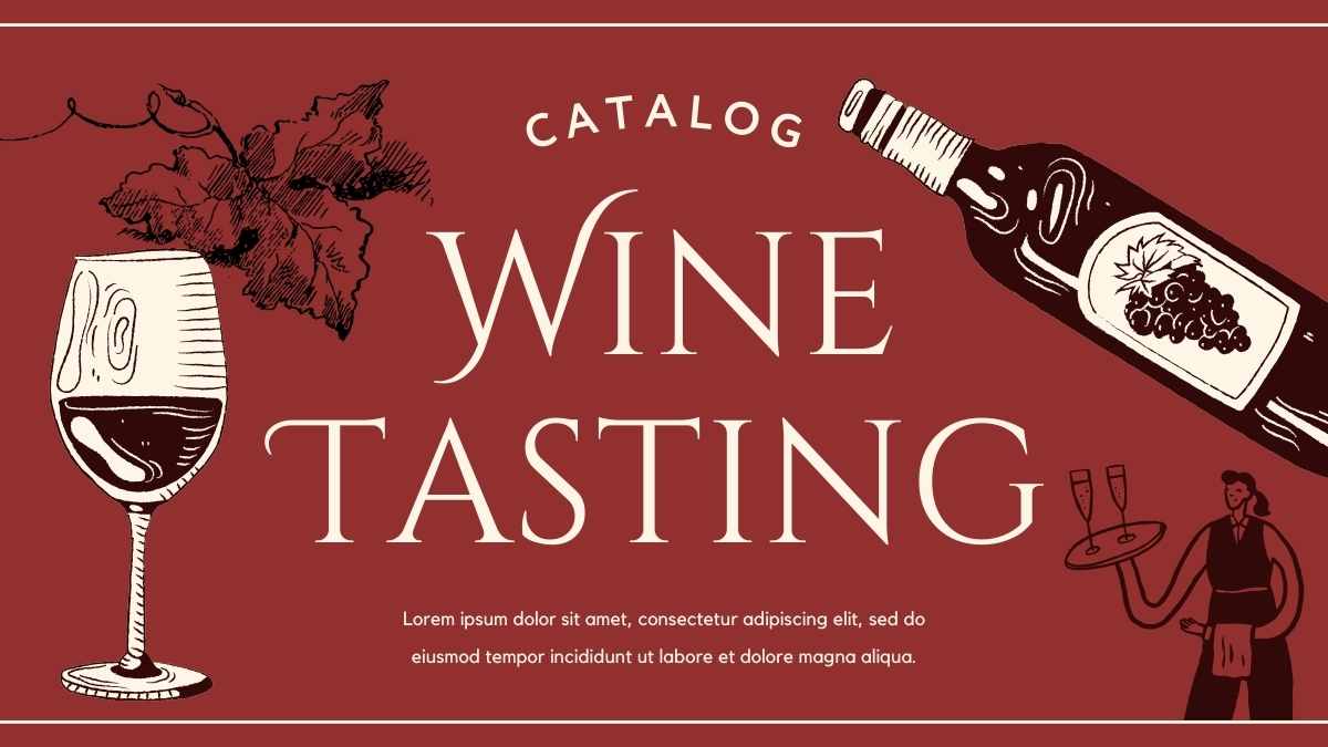 Elegant Red Vintage Wine Tasting Catalog Slides - slide 1