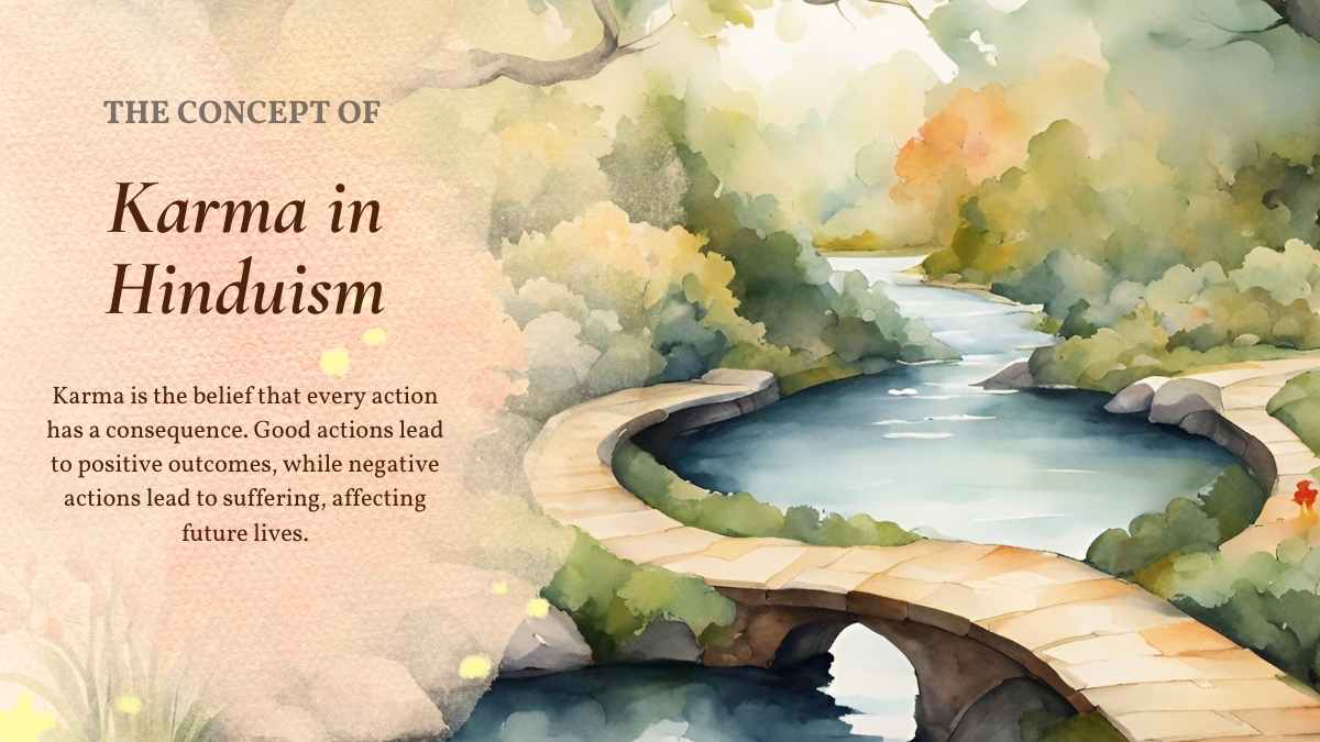 Elegant Watercolor Hinduism And Buddhism Slides - slide 7