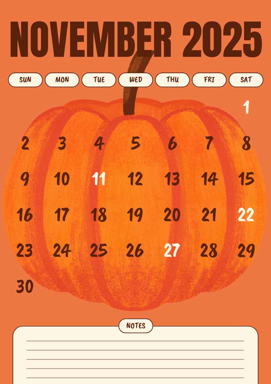 Fall November Calendar Planner - slide 1