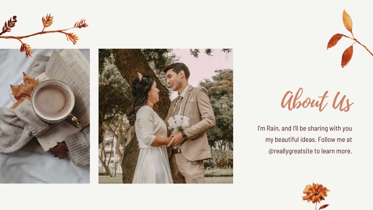 Slide Pernikahan Romantis dengan Nuansa Bunga Musim Gugur - slide 5