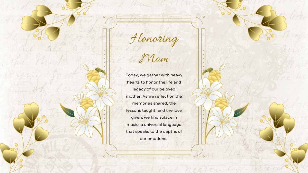 Floral Elegant Songs For A Mother's Funeral Slides - diapositiva 3