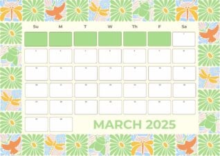 Floral March Calendar Planner